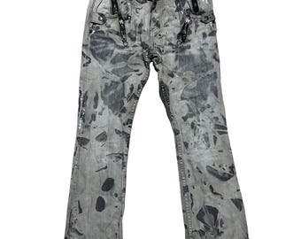 Vintage Japanese brand semantic design acid wash multi zipper jeans denim pants streetwear