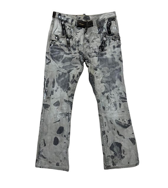 Vintage Japanese Brand Semantic Design Acid Wash Multi Zipper