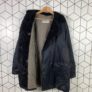 Vintage 90s Marella Made in Italy Fur Neck Jacket Long Jacket