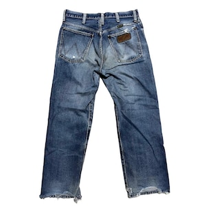 Vintage 80s Wrangler Bell Ripped Distressed Jeans Straight Cut
