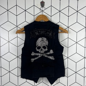 Vintage Japanese brand designer Irish skull women jacket sleeve less vest rider