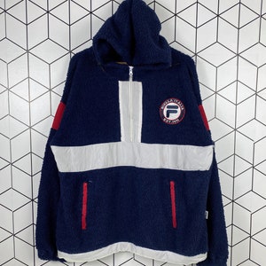 Vintage Fila Fleece Jacket Hoodie Sweater Sherpa Fleece Streetwear Clothing