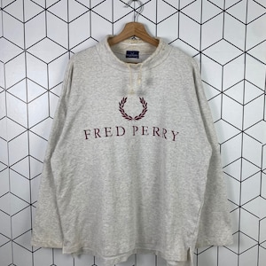Vintage 90s Fred Perry Sweatshirt Turtle Neck Big Logo Spell Out