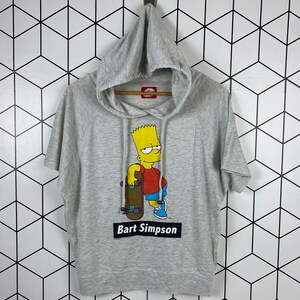 Vintage Bart Simpson Matt Groening Hoodie Pullover Short Sleeve Vintage Cartoon Sweater