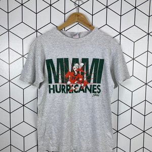 Vintage 90s Miami Hurricanes Football Tee Tshirt American Vintage College
