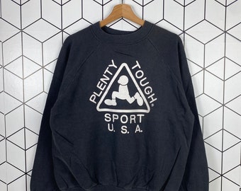 Vintage Surfing Brand Plenty Tough Sport USA Sweatshirt Made in Usa Streetwear Surf Skate Hip Hop Clothing