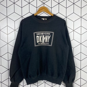 Vintage 90s DKNY Jeans Donna Karan New York Sweatshirt Crewneck Big Logo Spell Out