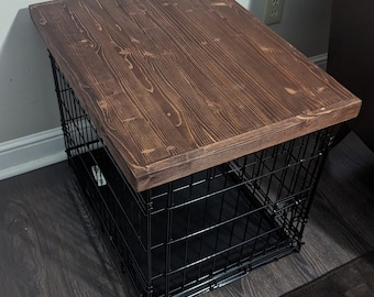 Rustic Wooden Kennel Topper | Handcrafted Crate Cover | Dog Bed Accessory