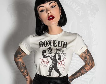 Maglietta da donna con design vintage da boxer