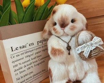 Handmade Posable Bunny Art Doll: Collectible Gift Toy