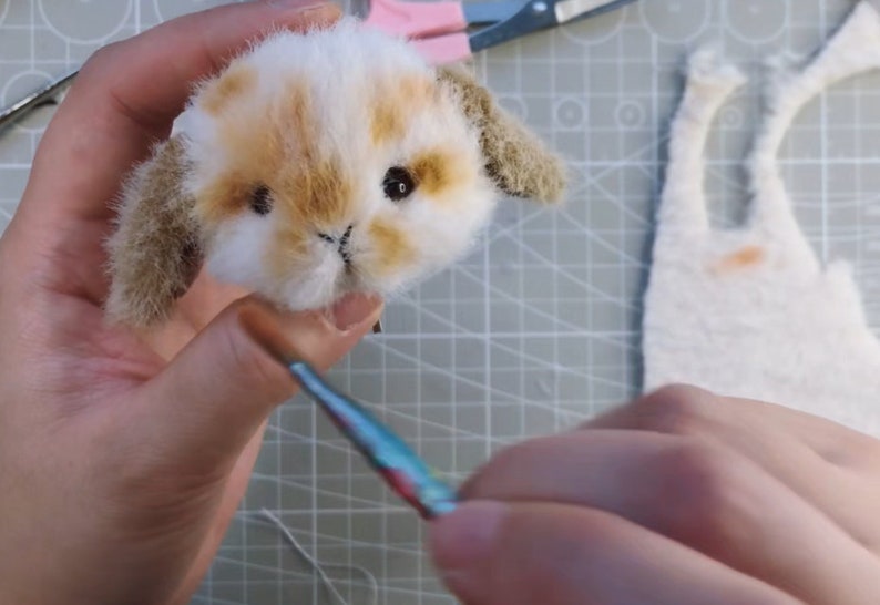 cute bunny, rabbit PDF sewing pattern Video tutorial, DIY stuffed toy pattern, gift for creative friend, handmade doll, handmade plush toy image 6