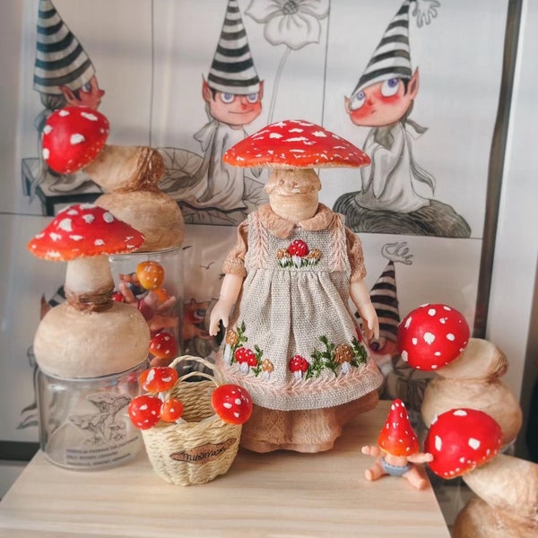 Handmade Mrs Mushroom, mushroom doll, ooak doll, bjd doll