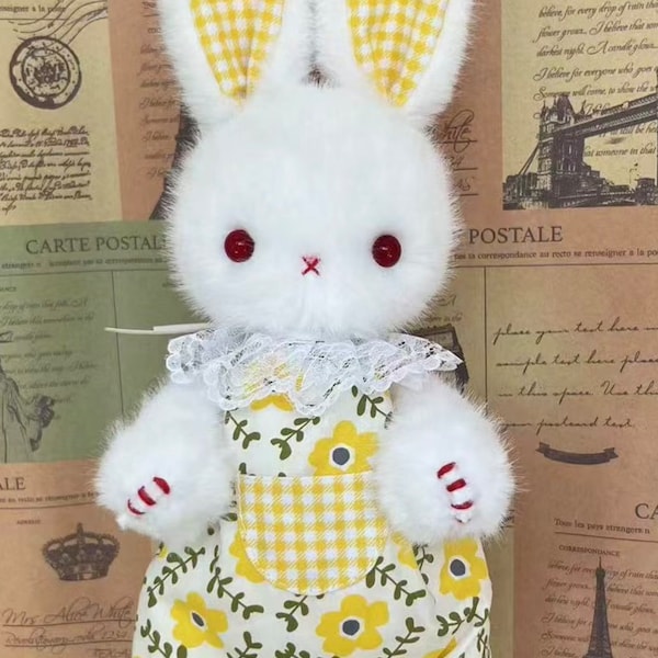 手作りのポーズをとれるウサギのぬいぐるみ：アーティストの手作り関節玩具