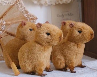 Handmade Capybara Art Doll: Soft Plush, Poseable Stuffed Animal