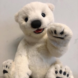 Handmade Polar Bear Plush, Realistic Polar Bear Toy, Soft Plush, Gift for Polar Bear Lovers, Poseable Doll, Handmade Plush