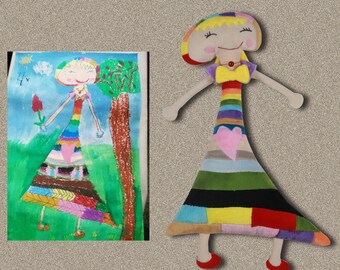 Handmade Custom Plush Toy, Doll from Child's Drawing, Drawing into Plushies, Original Gift, Best Gift, Gift for Children,