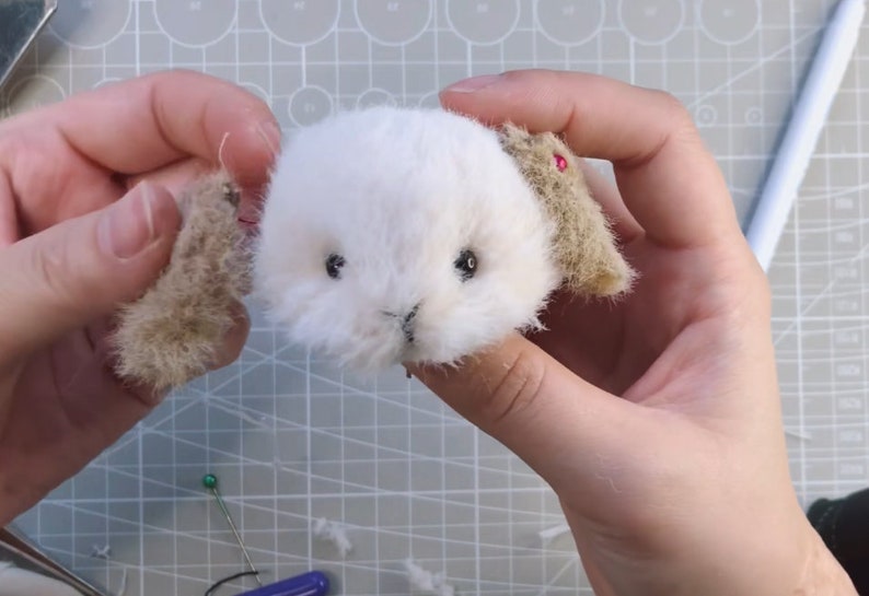 cute bunny, rabbit PDF sewing pattern Video tutorial, DIY stuffed toy pattern, gift for creative friend, handmade doll, handmade plush toy image 4