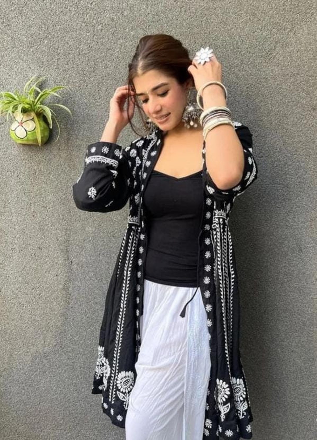 Pakistani Black Colour Party Wear Shrug Dhoti Set Indian Etsy