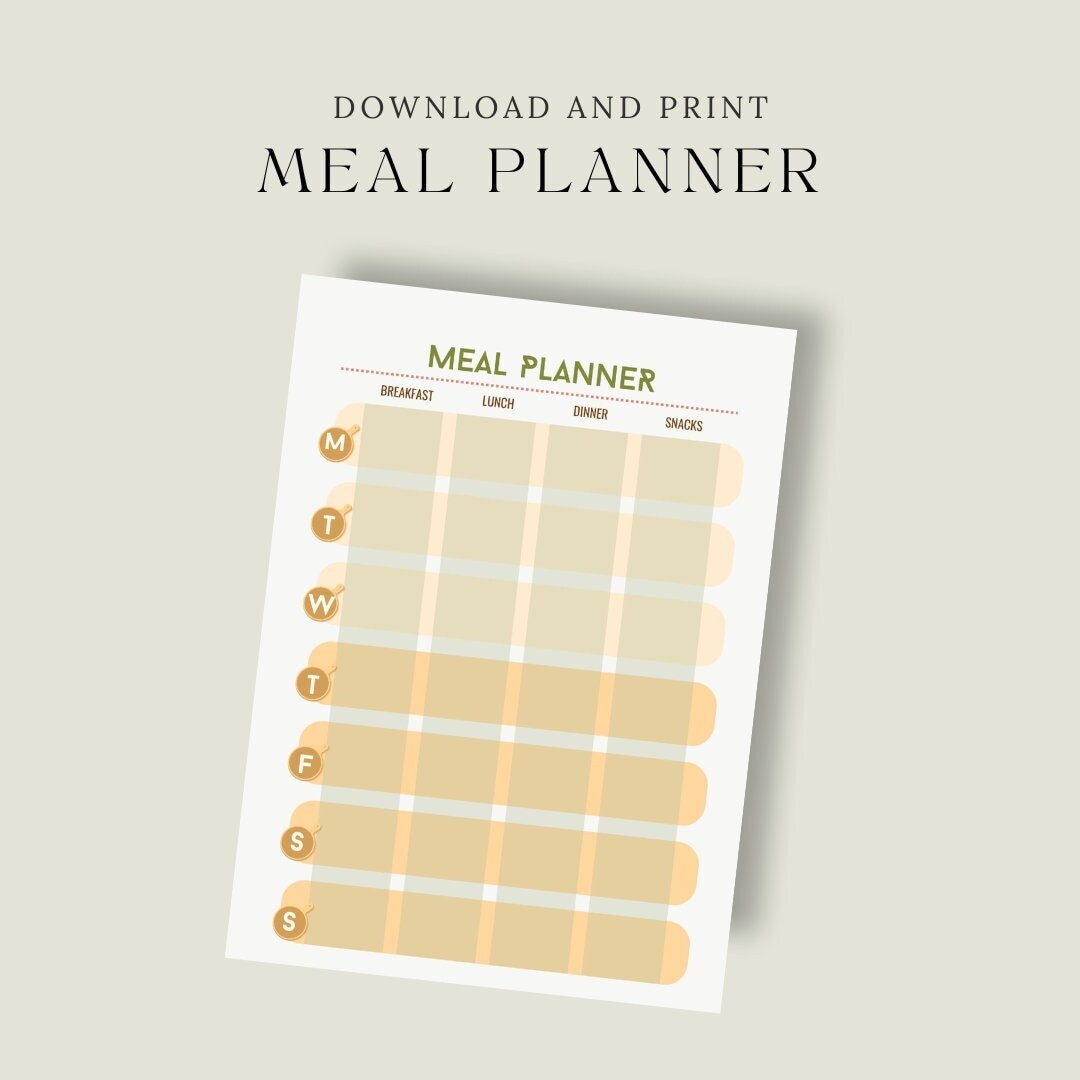 Minimalist Printable Weekly Meal Planner Checklist - Etsy Canada