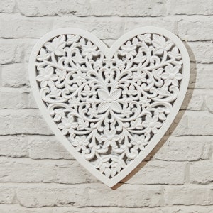 White Carved Floral Heart Wall Plaque