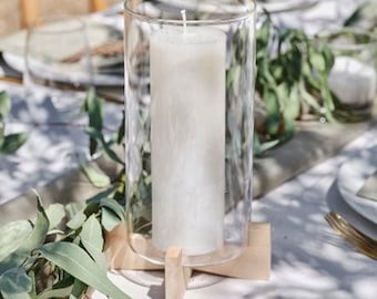 Glass & Wood Church Candle Holder / Wedding Decor / Hurricane Lantern / Glass candle Holder/ Wedding Centrepiece/ Candle Holder