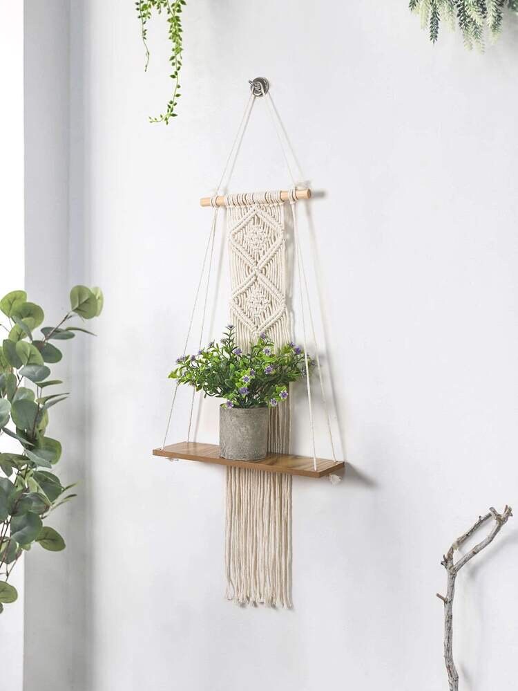 Macrame Braided Tassel Shelf/ Boho Shelf /wall Hanging Etsy UK