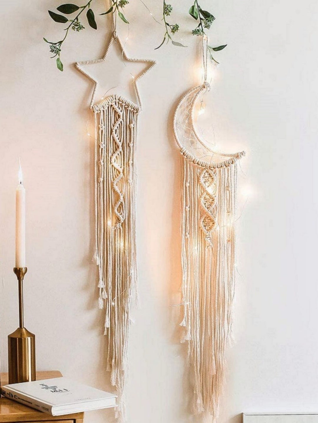 Macrame Moon and Star Wall Hanging/ Bohemian Decor Etsy