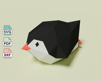 Penguin Papercraft Template in PDF, JPG & SVG Formats, 3D Low Poly Penguin diy Paper Model, Cute Animal Decor, Printable Papercraft