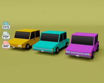 Toy Cars Papercraft Template in PDF Format, Print Cut and Glue Paper Car Models, DIY Kids Craft Set