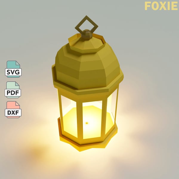 Ramadan lamp papercraft template in SVG, PDF & DXF formats, deacorations for ramadan
