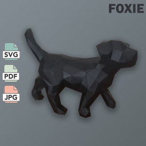Papercraft walking puppy, diy paper dog, do it yourself, paper dog template, download in PDF/JPG/SVG format, animal diy, animal papercraft.