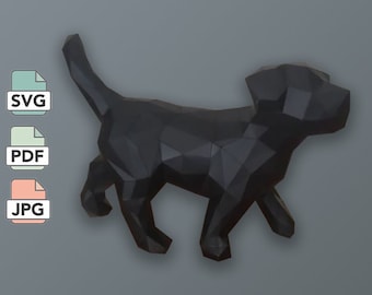 Papercraft walking puppy, diy paper dog, do it yourself, paper dog template, download in PDF/JPG/SVG format, animal diy, animal papercraft.