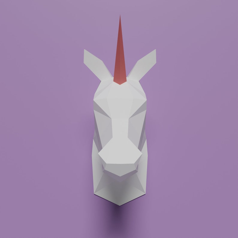 Unicorn Papercraft Template in SVG PDF &amp; DXF Formats 3d Low - Etsy