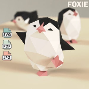 Pinguino danzante di carta, in formato SVG/JPG/PDF, modello di pinguino di carta 3D low poly, regalo di cristamss, regalo per il fidanzato