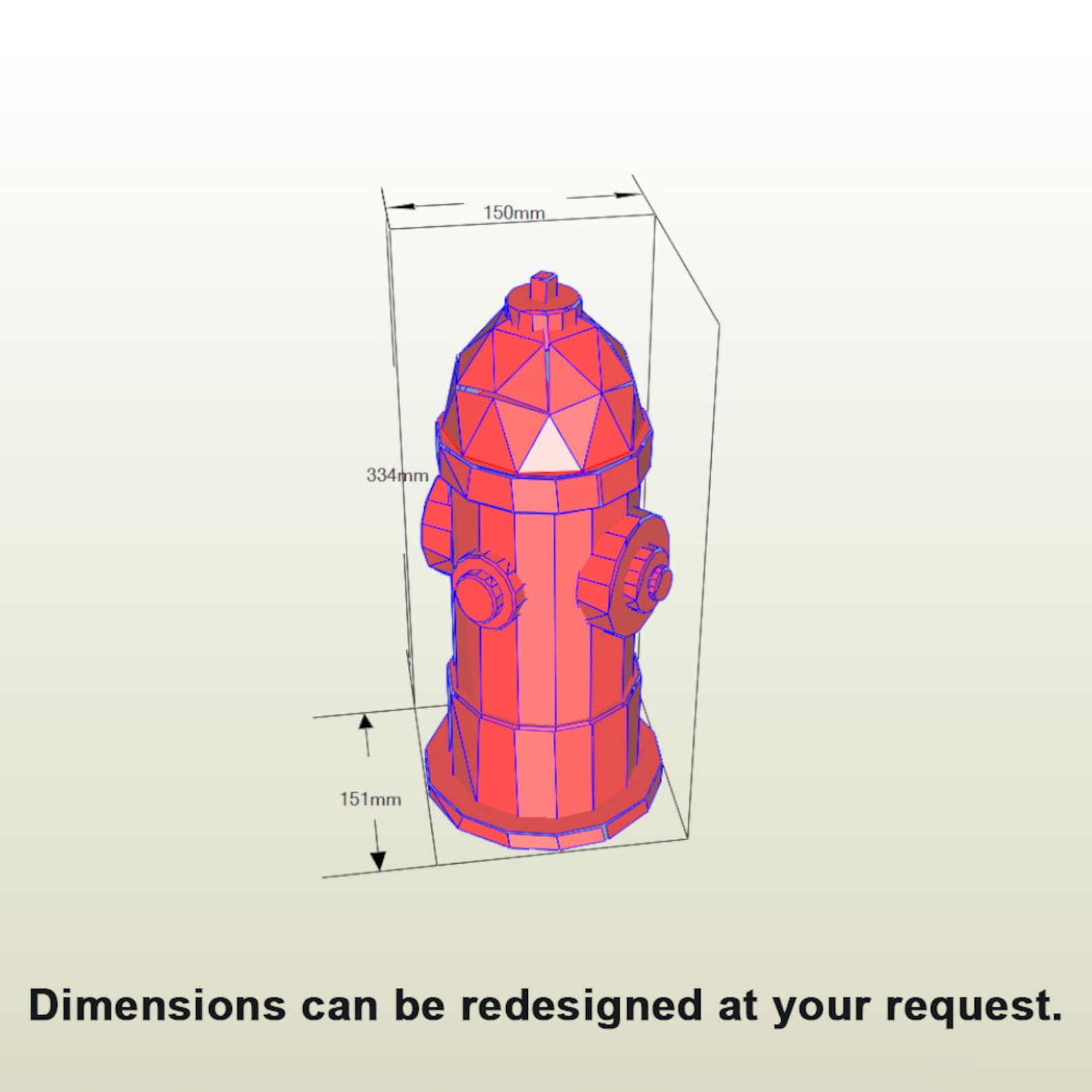 Fire Hydrant Papercraft Template in SVG, DXF, PDF Formats, You Can Make ...