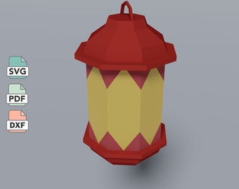 Ramadan Lamp Papercraft Template in SVG, DXF & PDF Formats, Islamic Lantern diy Paper Model, Ramadan Decoration Craft