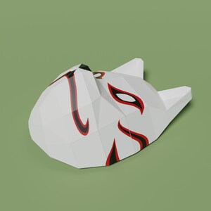 Anbu Mask Papercraft Template in SVG, PDF, DXF Formats, Kitsune Mask ...