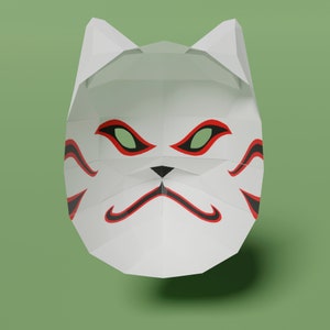 Anbu Mask Papercraft Template in SVG, PDF, DXF Formats, Kitsune Mask ...