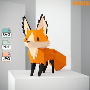 Little fox papercraft, diy paper figure, fox diy, paper fox, fox toy, paper animal diy, fox pattern, fox origami