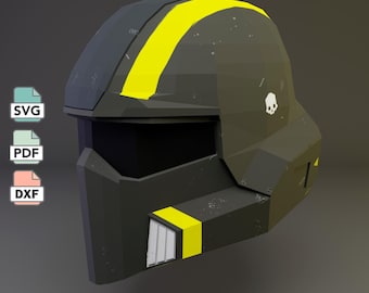 Helldivers 2 Helmet Papercraft Template, 3D Low Poly Cosplay Mask Pattern, Ddiy Sci-Fi Armor Costume PDF SVG DXF Printable Pattern