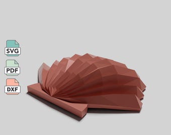 Seashell Papercraft Template in SVG, DXF & PDF Formats, Low Poly Seashell diy Paper Model, Ocean Decor Craft, Printable Papercraft