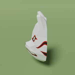 Anbu Mask Papercraft Template in SVG, PDF, DXF Formats, Kitsune Mask ...