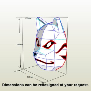 Anbu Mask Papercraft Template in SVG, PDF, DXF Formats, Kitsune Mask ...