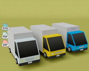 Toy Truck Papercraft Template in PDF Format, Print Cut and Glue Paper Truck Model, Easy Kids Craft