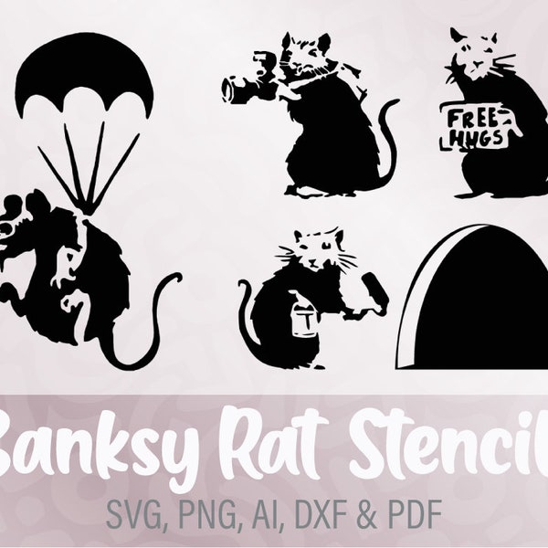 Banksy rat stencils svg | banksy bundle svg files | street art svg | spray paint svg | vectors for cricut | vector | clipart | silhouette