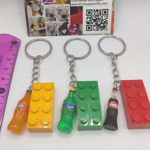 Coca Cola® , Fanta® , Sprite® charm pendant with matching Lego® brick