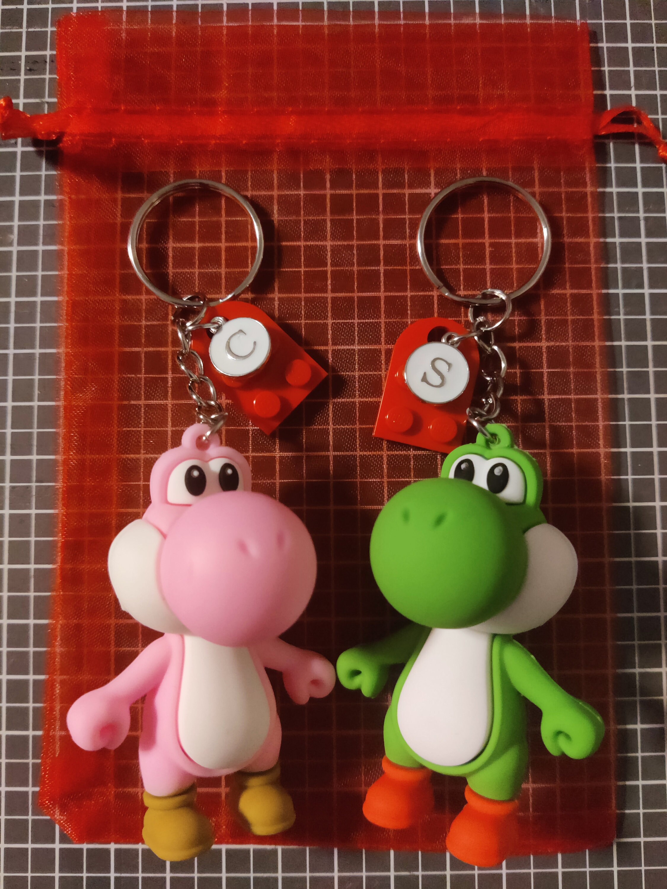 Personalized Yoshi Keychain Couple Set | Mr. & Mrs. Yoshi Gift for