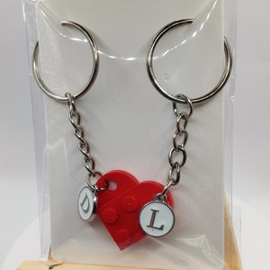 Colgante corazón Lego® con colgantes de letras ® pinza bloque de construcción. ¡Muchos colores !