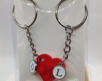 Ciondolo a forma di cuore Lego® con charms a forma di lettera ® morsetto per costruzioni. Molti colori!