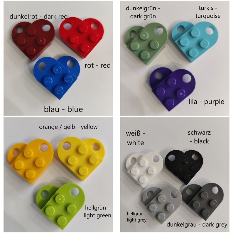 Herzanhänger Lego® mit Buchstaben-Charms ® Klemmbaustein. Viele Farben Bild 7